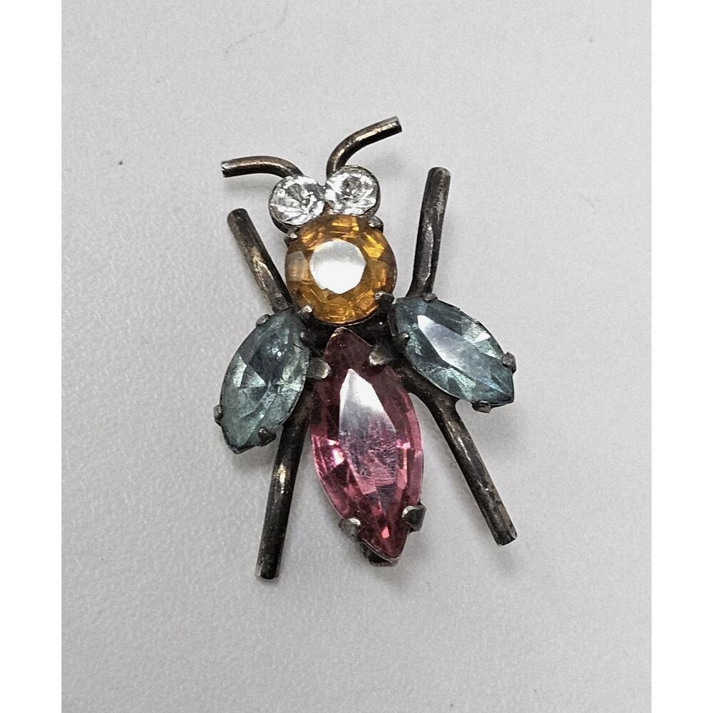 Vintage Coro Sterling Pegasus Bug Brooch *Chipped Stone*